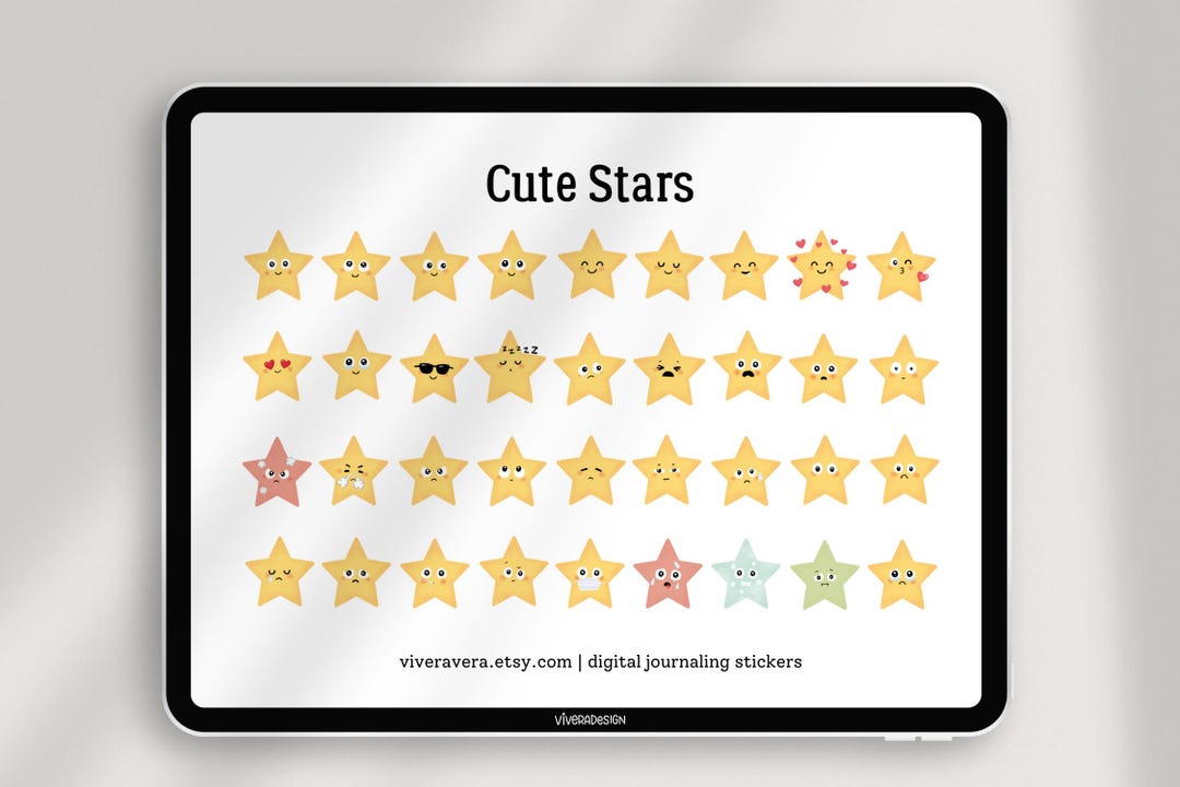 Digital Stickers - Cute Stars Emoji Emoticon - Goodnotes | PDF | PNG - Etsy