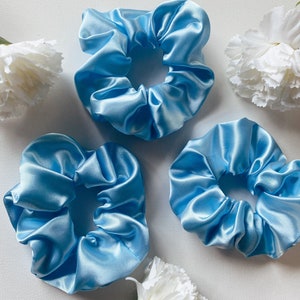 Light Blue Satin Scrunchie
