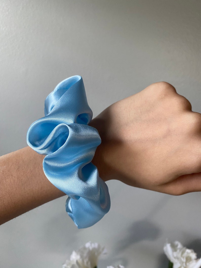Light Blue Satin Scrunchie