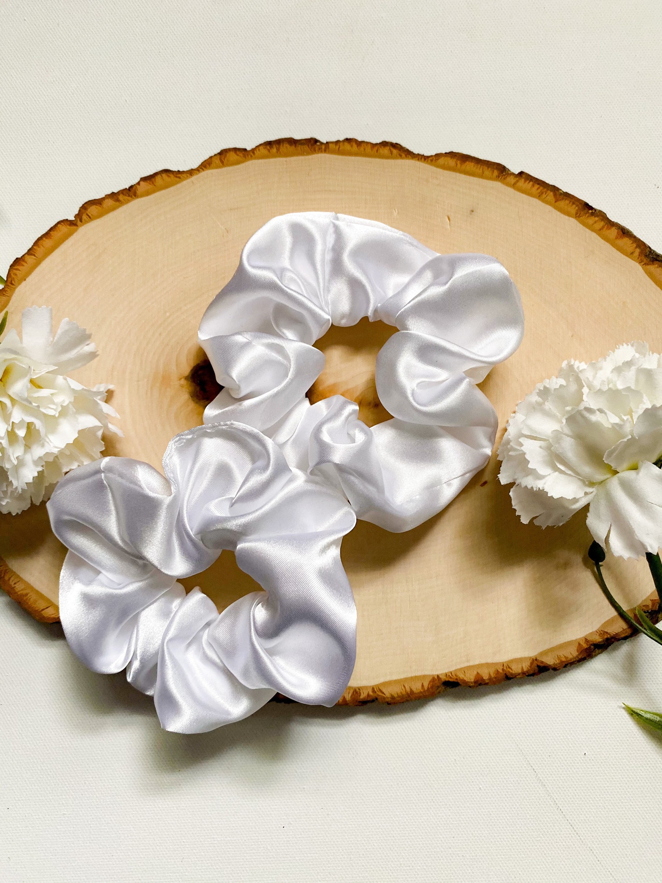 White Satin Scrunchie/ Wedding Scrunchie/ White Silk  display picture 2