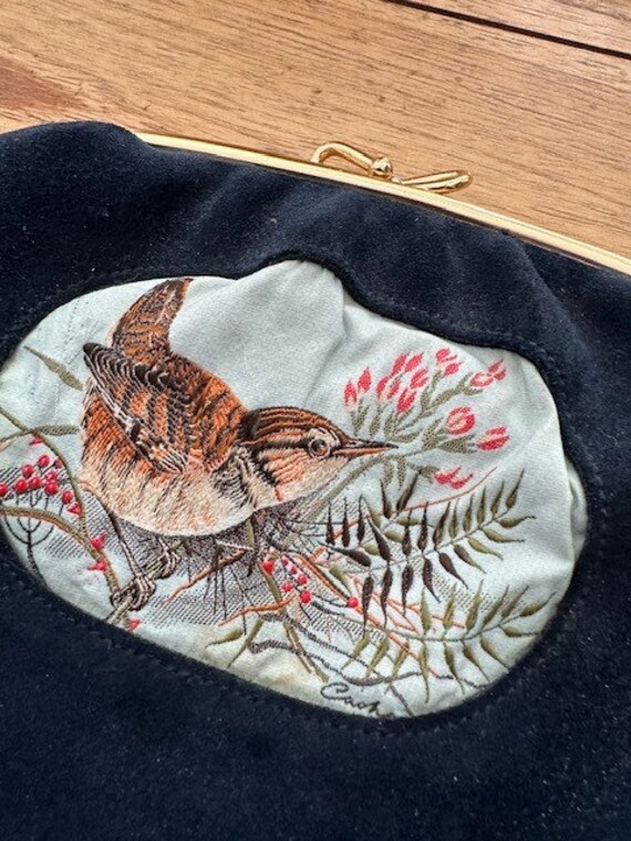 Vintage Suede Clutch with Tapestry Sparrow Accents - image 2