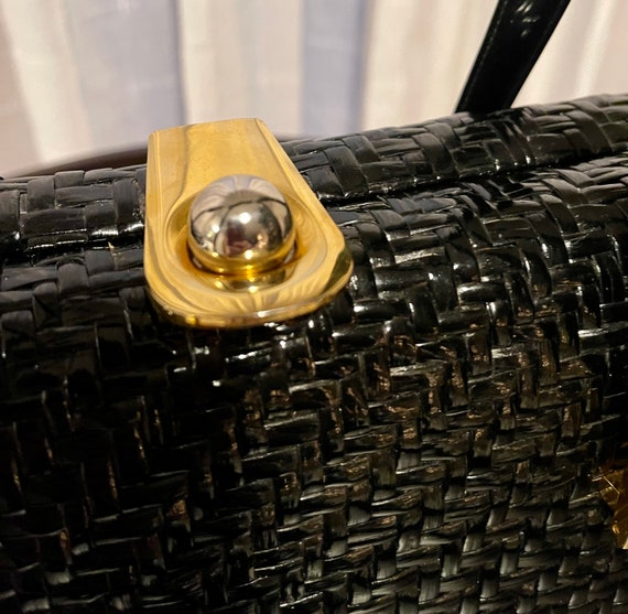 Vintage Koret Woven Black Patent Leather Handbag - image 3
