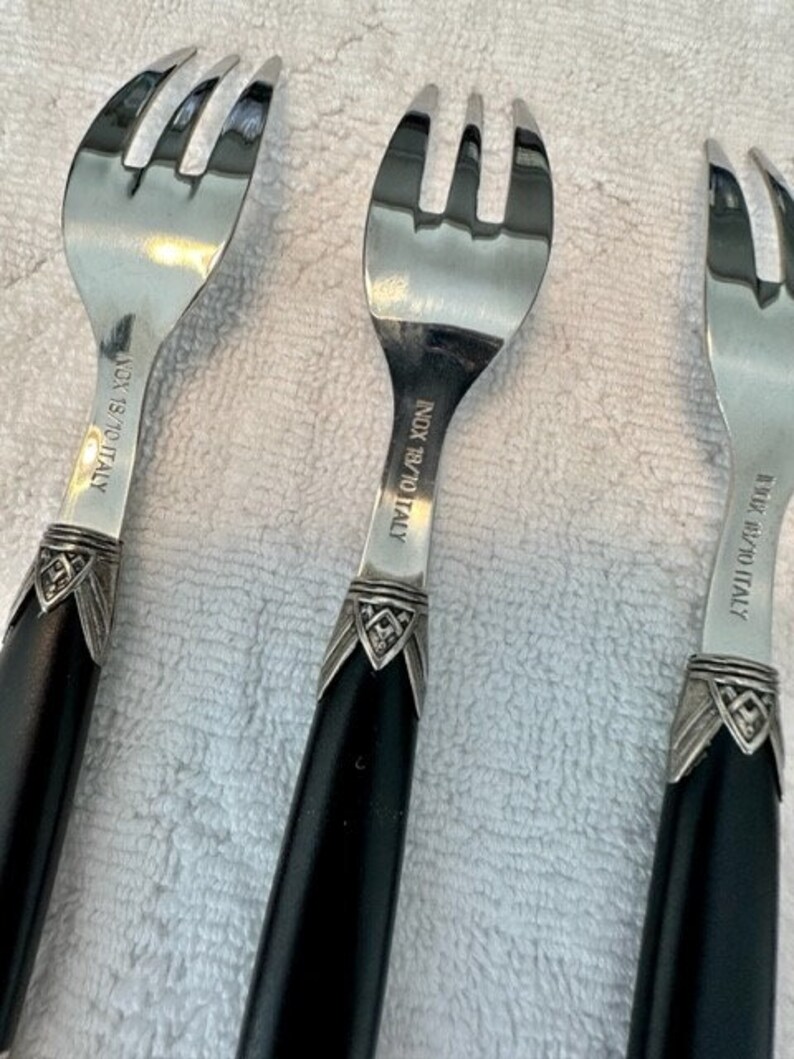 Vintage INOX EME Black & Silver Ornate Flatware 18/10 Set of - Etsy