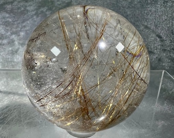 Gorgeous Golden Rutile Quartz Sphere. 53mm. Nice Quality Gold Rutilated Quartz Crystal Sphere.