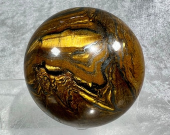 Stunning Tigers Eye And Hematite Crystal Sphere. 70mm. High Quality Rare Crystal. Amazing Patterns And Flash