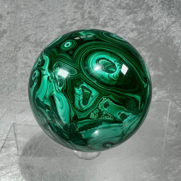 Very High Quality Malachite Sphere. 63mm. Amazing Patterns And Banding. Perfect Collectors Piece!