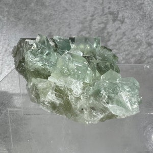 Xianghualing Fluorite Cubes Specimen. Stunning Clear Green-Blue Fluorite Cubes. Amazing Fluorite Display Cluster.