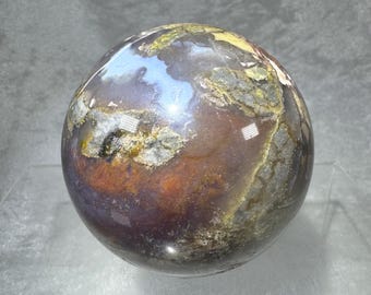 Scenic Moss Agate Sphere: Rare Colors On This Stunning Sphere (68mm)