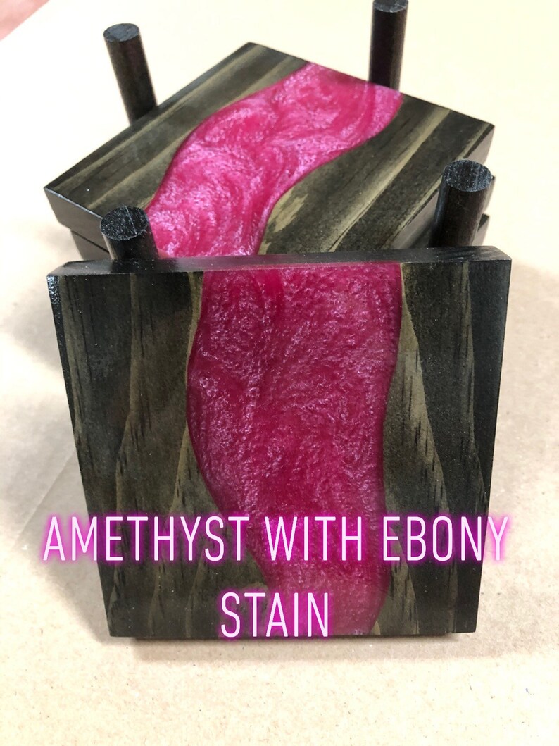 Custom Epoxy River Coasters set of 4 with Holder. Resin Etsy