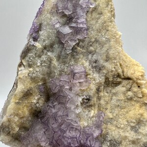 Purple Edge Fluorite Cubes On Matrix: Large QR Code Fluorite Specimen