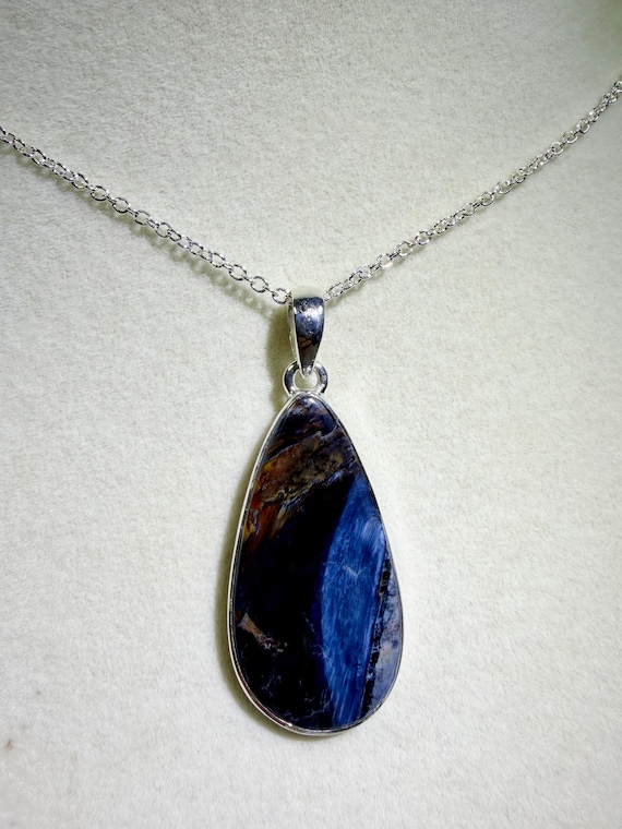 Pietersite Crystal Pendant: Rare High Quality Crystal Nexklace S925 Silver Setting Flashy Crystal Jewelry