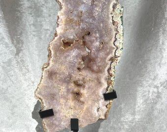 XL Druzy Pink Amethyst Slab with Custom Display Stand