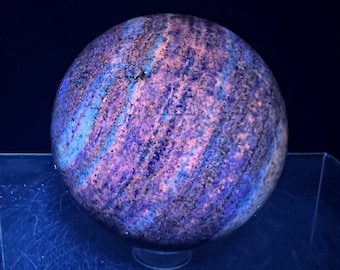 Lapis Lazuli Sphere (58mm): Orange UV Reactive Crystal Display