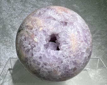 高品質　ピンクアメジスト　アメジストのドゥルージー入　スフィア ピンク ドゥルージー アメジスト スフィア: 希少クリスタル
