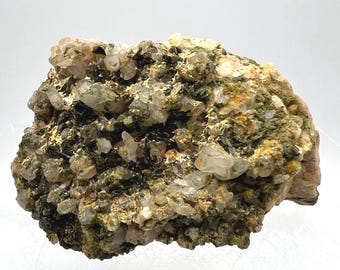 Epidote and Quartz Specimen: Mixed Mineral Display Crystal
