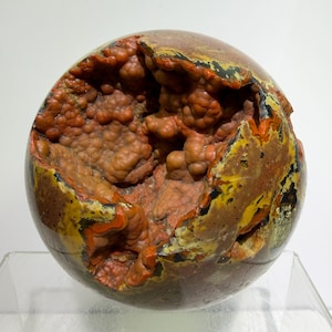Red Fox Crater Agate Sphere: 82mm Rare Crater Agate From Turkey With Incredible Botryoidal Nodules. Very Unique Display Sphere