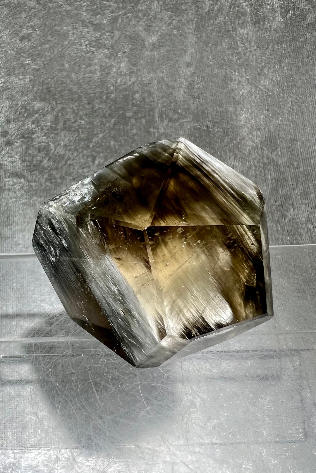 White and Blue Rabbit Hair Quartz Freeform. Smoky Quartz and Beautiful Rainbows. Stunning Rabbit