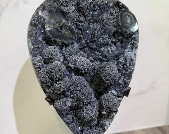 Black Galaxy Amethyst Geode With Stalacites High Quality Uruguayan Amethyst Specimen Large Crystal Statement Piece