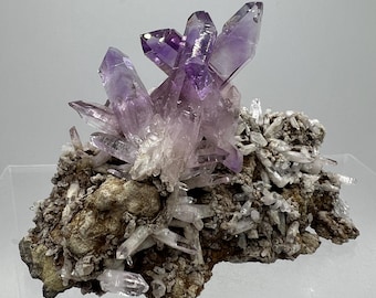 Gorgeous Veracruz Amethyst Display Specimen.  Beautiful Deep Purple With Excellent Points. World Famous Rare Amethyst Cluster.