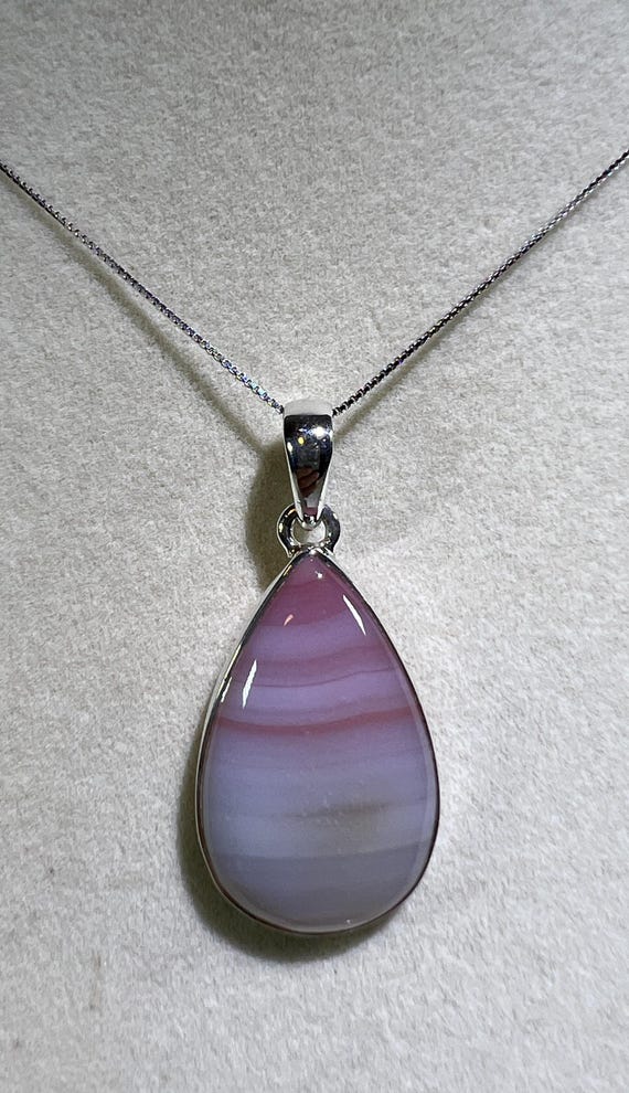Rare Red Botswana Agate Pendant: S925 Silver Necklace