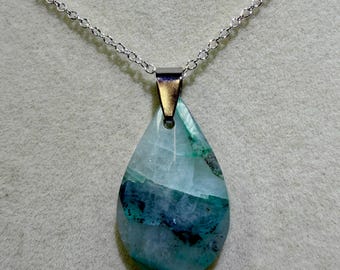 Quantum Quattro Crystal Pendant High Quality Rare Necklace From Peru Gorgeous Color Combination