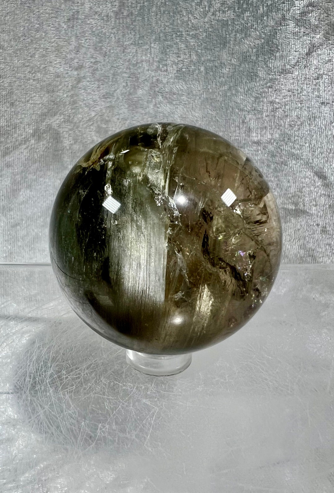 Very Rare Blue Rabbit Hair Quartz Sphere. 51mm. Amazing Smoky Rutile ...