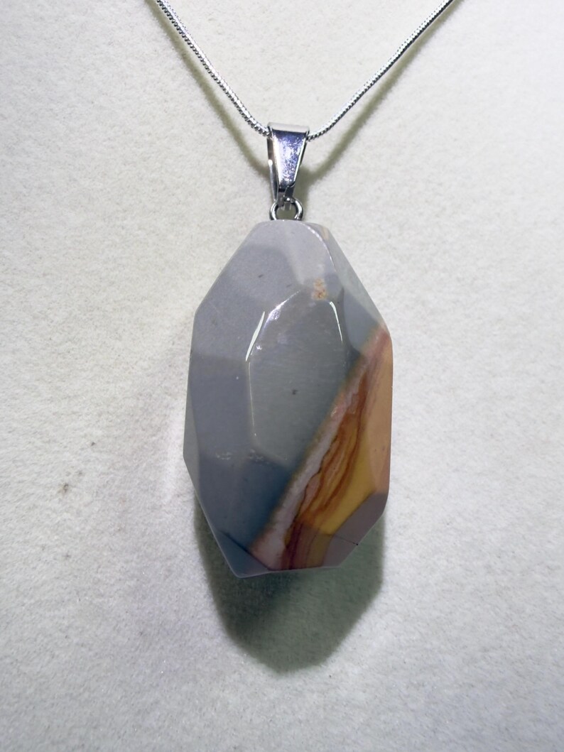 Polychrome Crystal Pendant: Unique Faceted Desert Jasper Necklace Hand Selected High Quality Crystal image 8