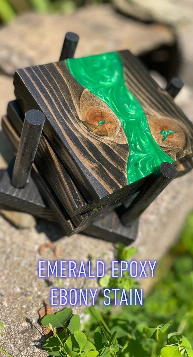Custom Epoxy River Coasters Set of 4 With Holder. Resin Etsy