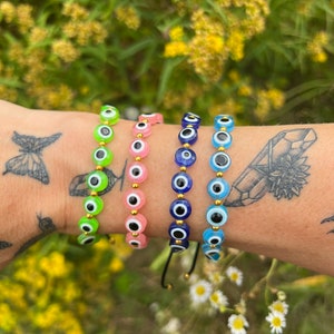 Dark blue evil eye protection bracelet, adjustable nazar friendship bracelet, mens woman’s beaded tie bracelet, Jewelry for a man or woman