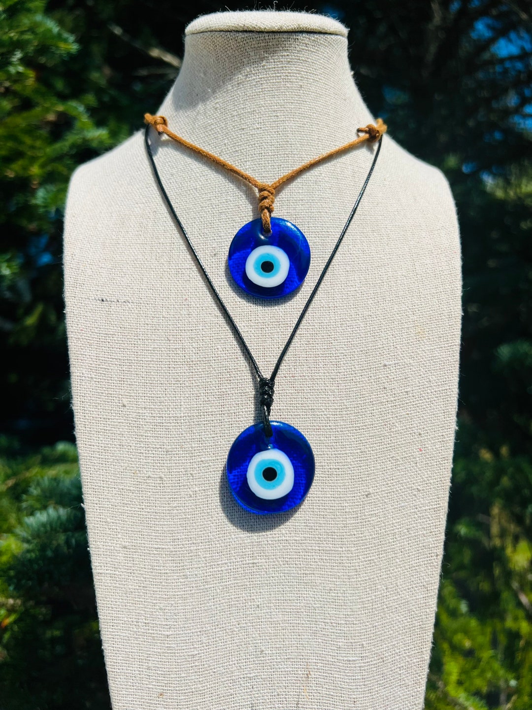 Black Enamel Evil Eye Guitar Pick Pendant main image 1