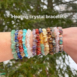 Healing crystal bracelet, 7 chakra gemstone, Green aventurine Rose quartz carnelian Lapis tigers eye citrine Amethyst red jasper labradorite