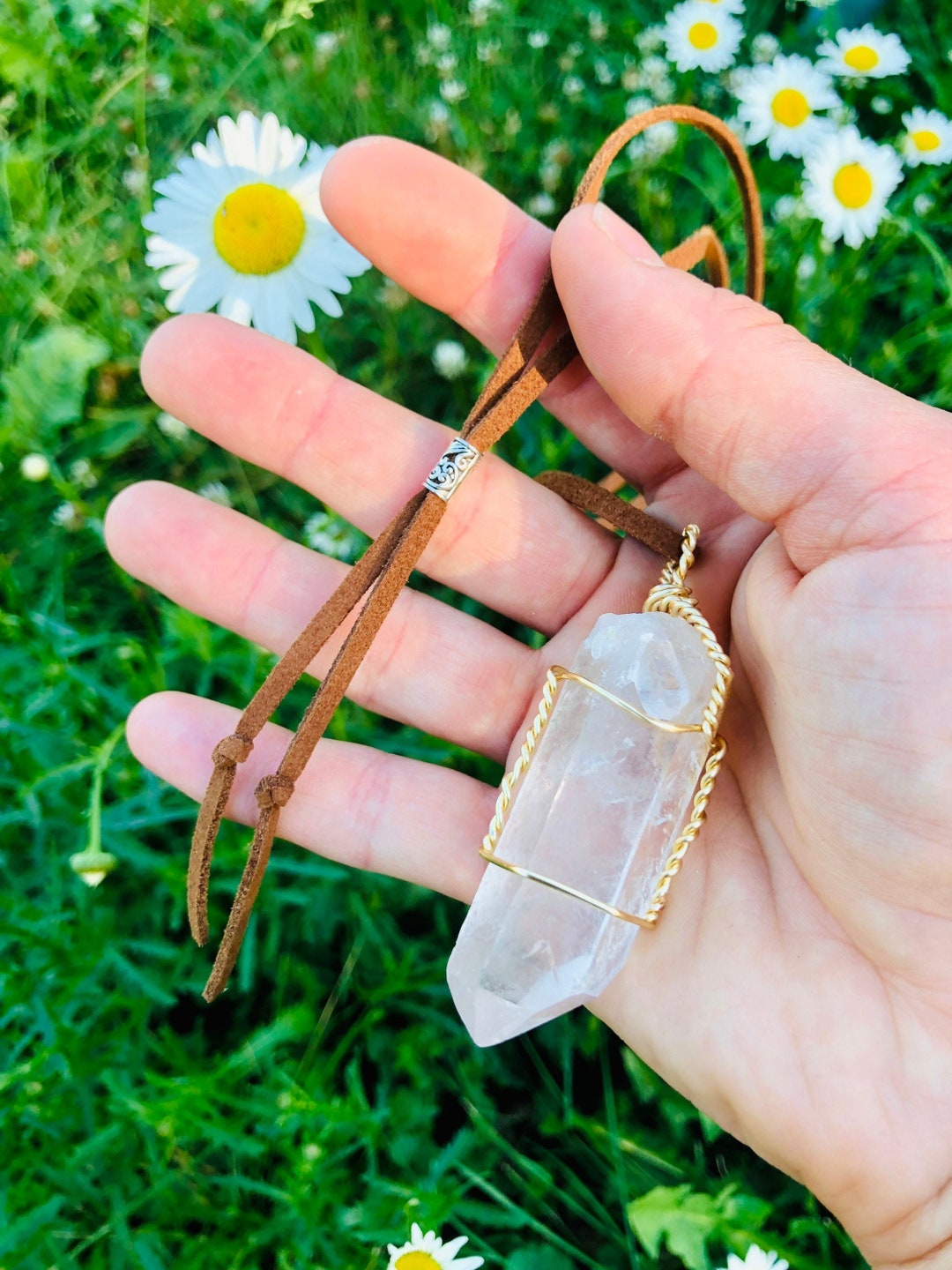 Large Crystal Necklace Pendant Quartz Large RAW Quartz Crystal
