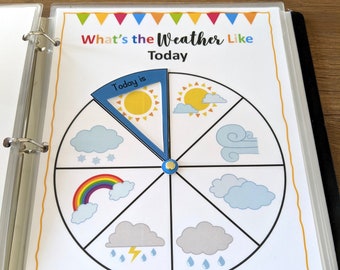 Weather Wheel Circle Time Printable, The Weather Printable Worksheet, Busy Book Printable, Learning Binder, Homeschool Learning