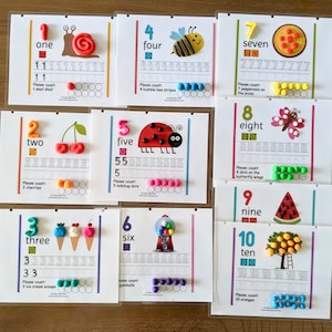 Counting and Numbers Play Dough Mats; Printable Play Dough Mats and Tracing Mats; Homeschool Activities; Instant Digital Download