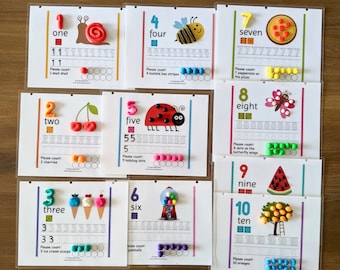 Counting and Numbers Play Dough Mats; Printable Play Dough Mats and Tracing Mats; Homeschool Activities; Instant Digital Download