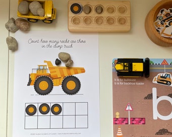 Construction Vehicles Activity Pack, Construction Vehicles Flashcards, Montessori Materials, Cars Toddler Busy Book, Homeschool Learning