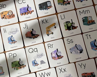 Thomas Trains Alphabet, Thomas Trains A-Z Alphabet Cards, Thomas and Friends A-Z, Gift for Kids, Preschool Learning, Pre-K and K Homeschool