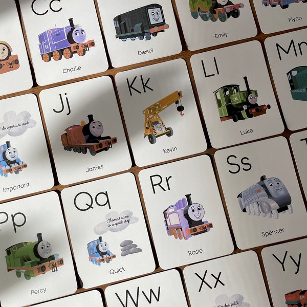 Thomas Trains Alphabet, Thomas Trains A-Z Alphabet Cards, Thomas and Friends A-Z, Gift for Kids, Preschool Learning, Pre-K and K Homeschool