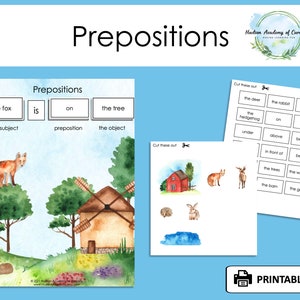 Positional Words Game, Prepositions, Parts of Speech, Learning to Read Busy Book, Grammar Printable, Homeschool Preschool Kindergarten