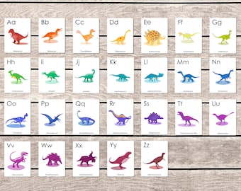 Dinosaur Alphabet Flashcards: A-Z Learning Cards (Instant Download)