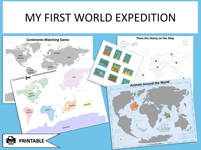BUSY BOOK PRINTABLE World Map for Preschool and Kindergarten | Etsy