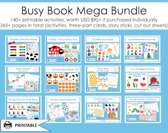 Busy Book Mega Bundle: 129 Printable Toddler Activities (PDF)