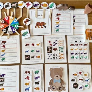Toddler Busy Book Page, Brown Bear Brown Bear What Do You See, Eric Carle, Shape Sorting, Color Matching, Educational Game, Instant Download