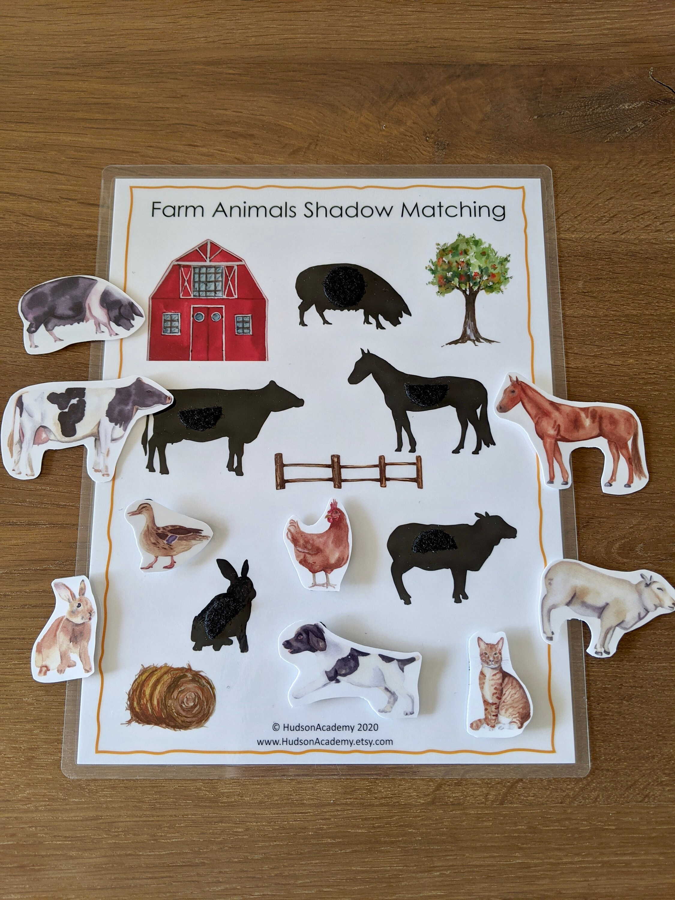 Farm Animals Shadow Matching Busy Book Page Busy Binder - Etsy