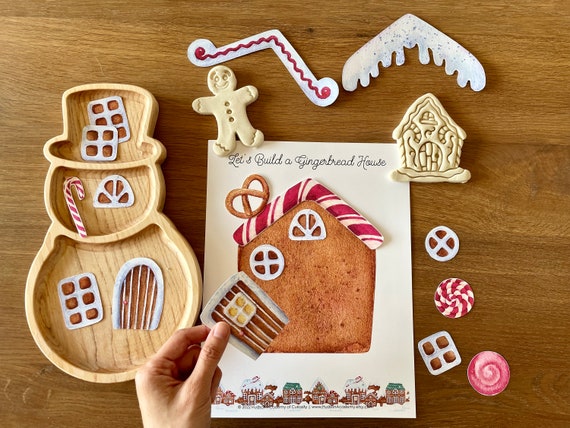 Gingerbread House Activity, Winter Busy Book Page, Build a