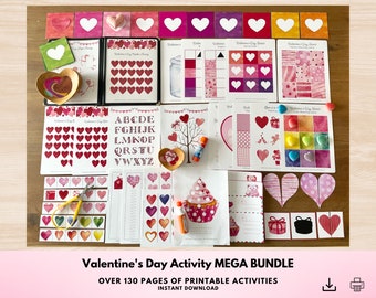Valentine's Day Activities Mega Bundle, Montessori Materials Printable, Toddler Busy Book, Valentine's Day Printable Homeschool Learning