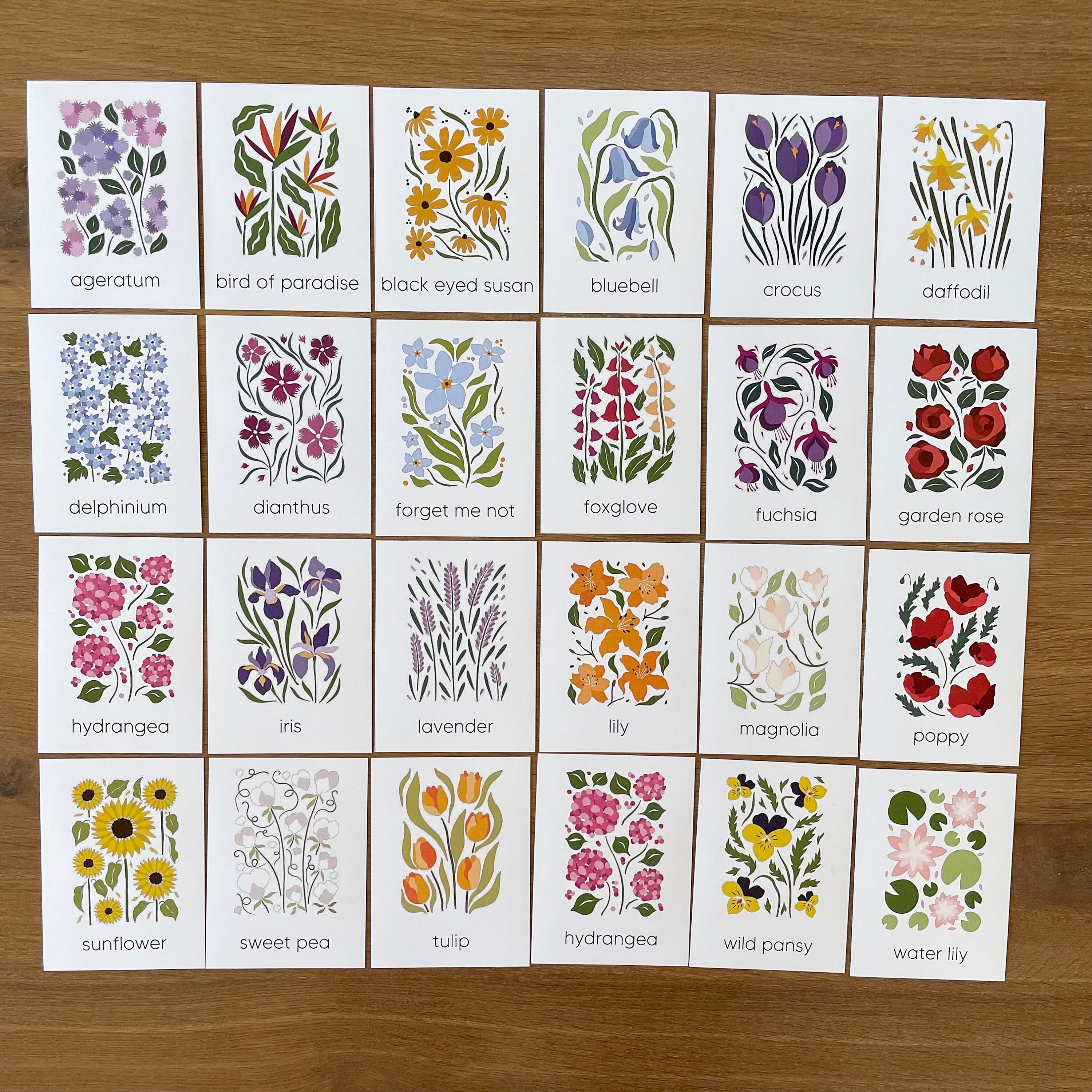 Flower Memory Game Flashcards Montessori Materials Printable Etsy