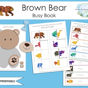 Toddler Busy Book, Brown Bear Brown Bear What Do You See, Eric Carle, Shape Sorting, Color Matching, Educational Game, Instant Download