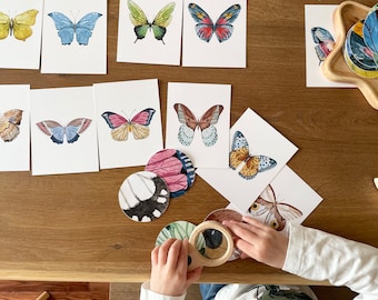 Butterfly Matching Cards, Montessori Materials Printable, Toddler Pattern Matching, Three Part Cards, Nature Study, Homeschool Learning