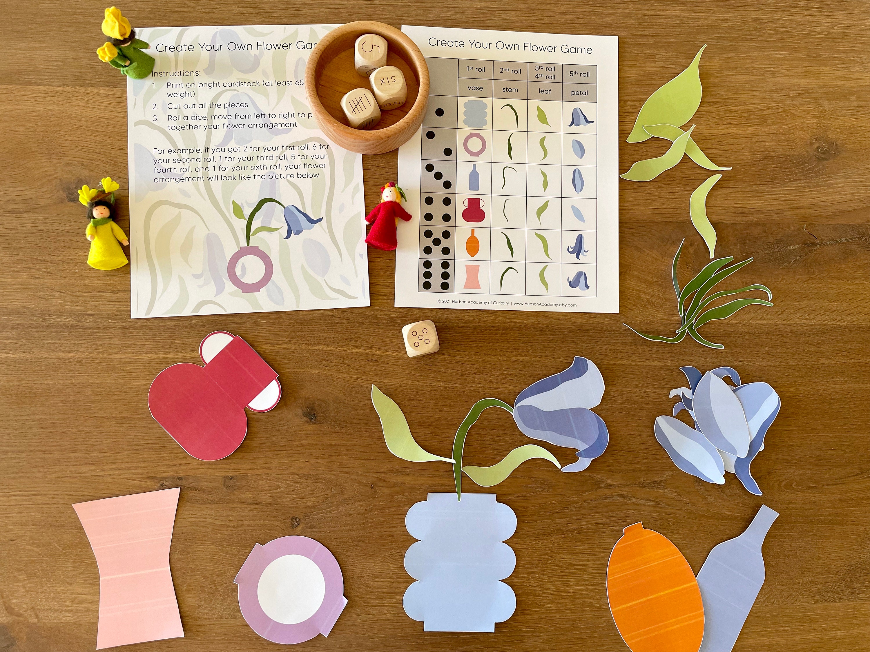 Roll A Flower Game Printable Game Toddler Dice Game Etsy Canada